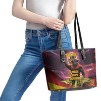 Personalized Spain Football Bull Mascot Leather Tote Bag Spanish Pride Champion Trophy Graphic Art