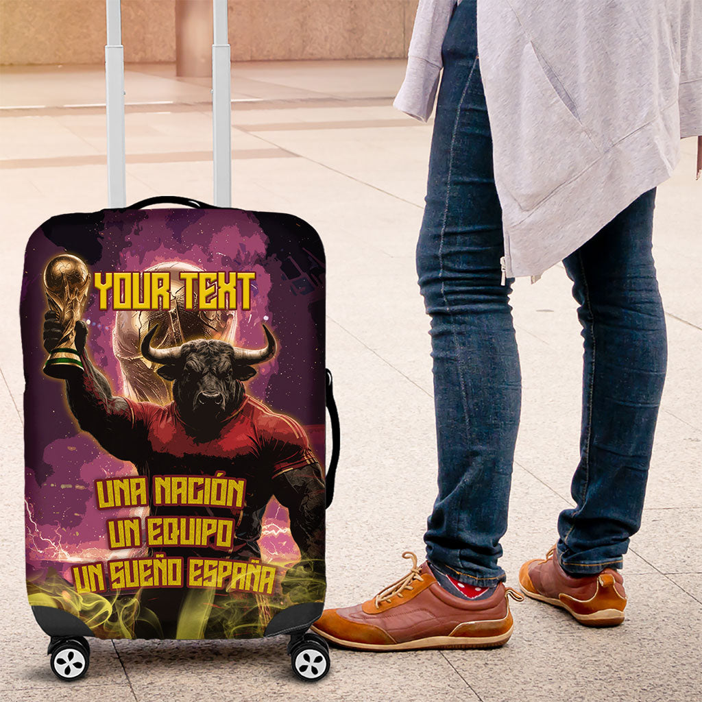 Personalized Spain Football Bull Mascot Luggage Cover Spanish Pride Champion Trophy Graphic Art