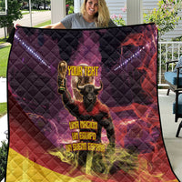 Personalized Spain Football Bull Mascot Quilt Spanish Pride Champion Trophy Graphic Art
