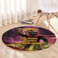 Personalized Spain Football Bull Mascot Round Carpet Spanish Pride Champion Trophy Graphic Art