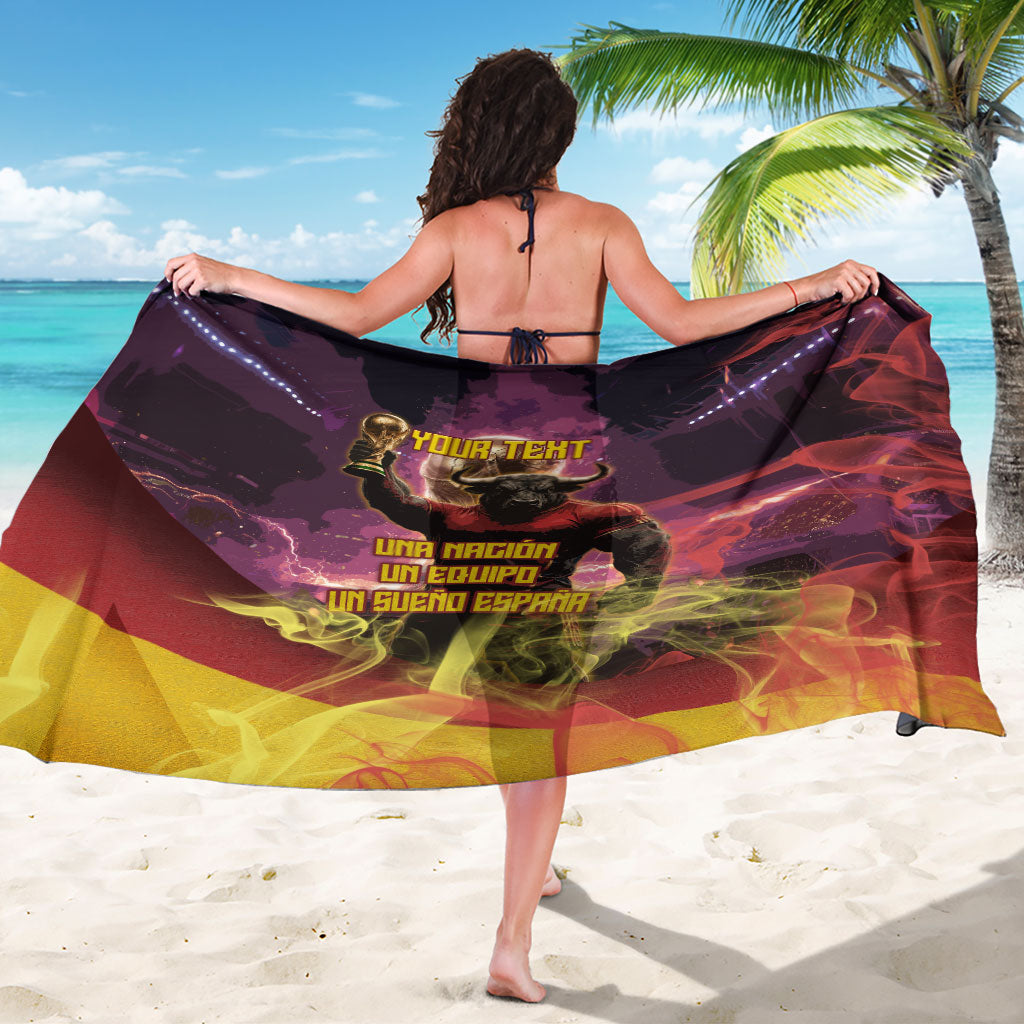 Personalized Spain Football Bull Mascot Sarong Spanish Pride Champion Trophy Graphic Art