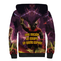 Personalized Spain Football Bull Mascot Sherpa Hoodie Spanish Pride Champion Trophy Graphic Art