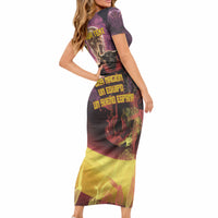 Personalized Spain Football Bull Mascot Short Sleeve Bodycon Dress Spanish Pride Champion Trophy Graphic Art