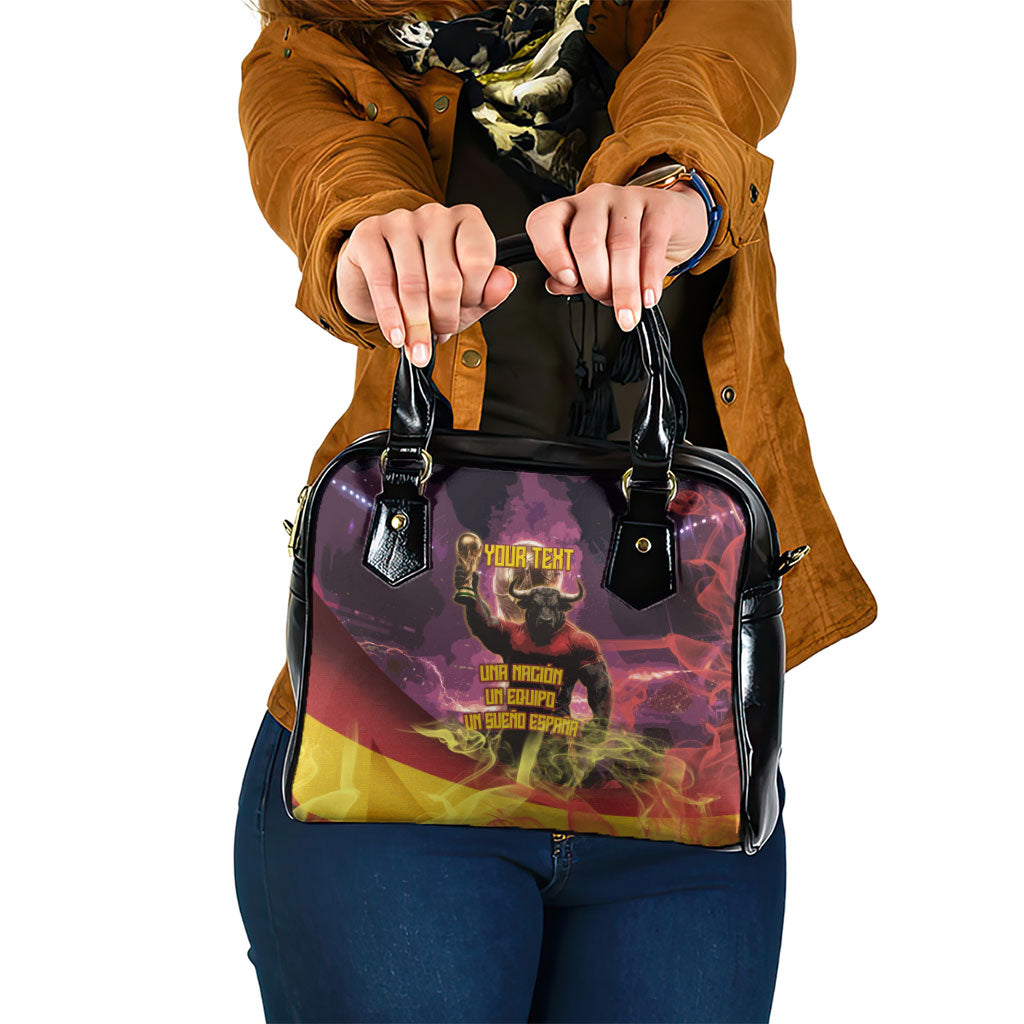 Personalized Spain Football Bull Mascot Shoulder Handbag Spanish Pride Champion Trophy Graphic Art