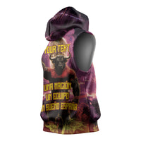 Personalized Spain Football Bull Mascot Sleeveless Hoodie Spanish Pride Champion Trophy Graphic Art