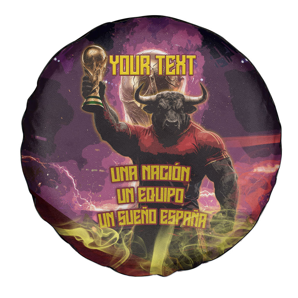 Personalized Spain Football Bull Mascot Spare Tire Cover Spanish Pride Champion Trophy Graphic Art
