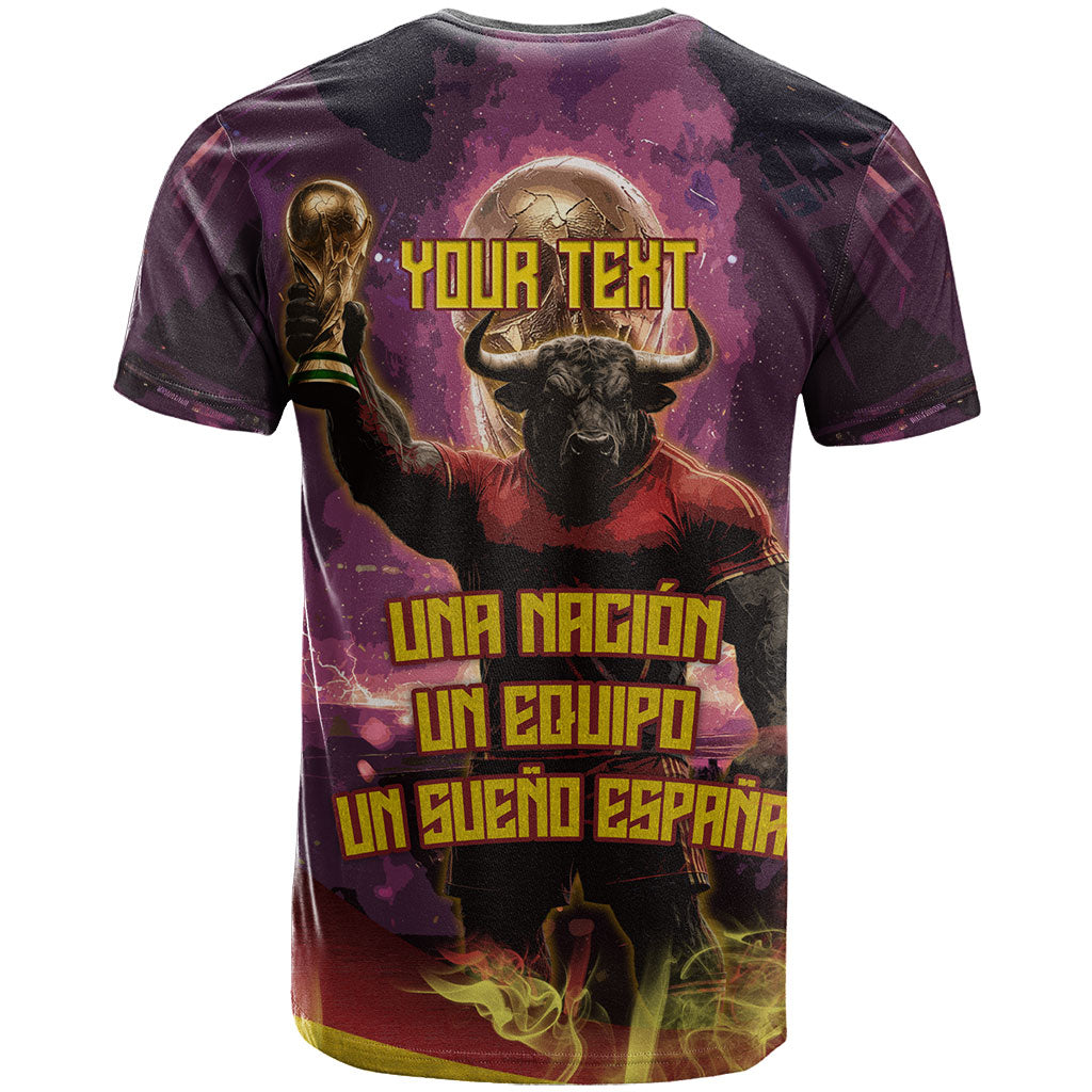 Personalized Spain Football Bull Mascot T Shirt Spanish Pride Champion Trophy Graphic Art