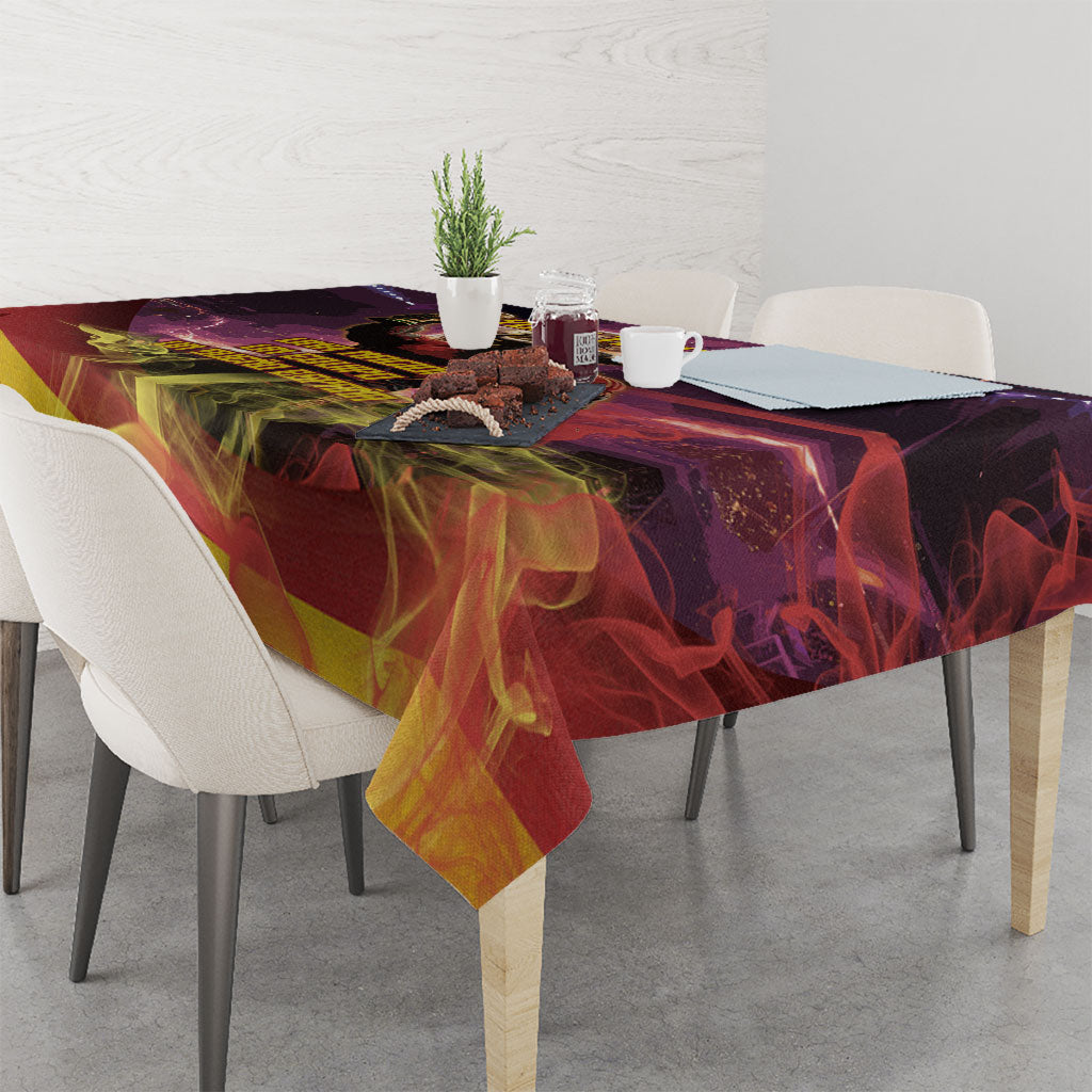 Personalized Spain Football Bull Mascot Tablecloth Spanish Pride Champion Trophy Graphic Art
