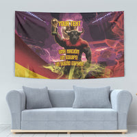 Personalized Spain Football Bull Mascot Tapestry Spanish Pride Champion Trophy Graphic Art