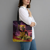 Personalized Spain Football Bull Mascot Tote Bag Spanish Pride Champion Trophy Graphic Art