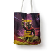 Personalized Spain Football Bull Mascot Tote Bag Spanish Pride Champion Trophy Graphic Art