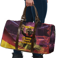 Personalized Spain Football Bull Mascot Travel Bag Spanish Pride Champion Trophy Graphic Art