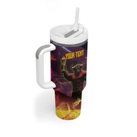 Personalized Spain Football Bull Mascot Tumbler With Handle Spanish Pride Champion Trophy Graphic Art