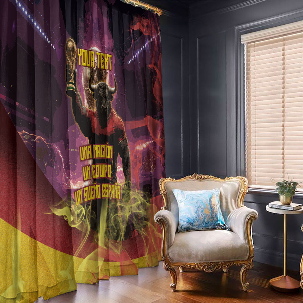 Personalized Spain Football Bull Mascot Window Curtain Spanish Pride Champion Trophy Graphic Art