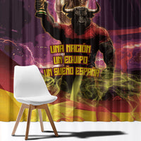 Personalized Spain Football Bull Mascot Window Curtain Spanish Pride Champion Trophy Graphic Art