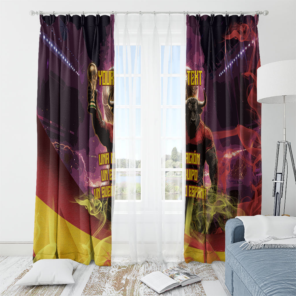 Personalized Spain Football Bull Mascot Window Curtain Spanish Pride Champion Trophy Graphic Art