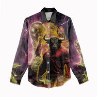 Personalized Spain Football Bull Mascot Women Casual Shirt Spanish Pride Champion Trophy Graphic Art