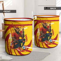Spain Football Bull Mascot Laundry Basket Spanish Pride Champion Soccer Trophy Graffiti