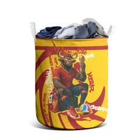 Spain Football Bull Mascot Laundry Basket Spanish Pride Champion Soccer Trophy Graffiti