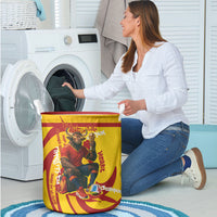 Spain Football Bull Mascot Laundry Basket Spanish Pride Champion Soccer Trophy Graffiti