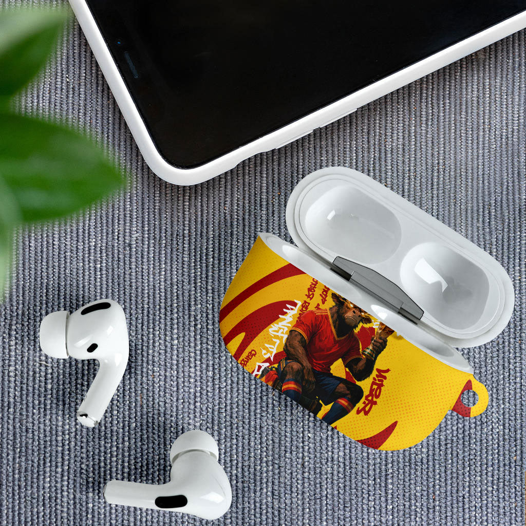 Spain Football Bull Mascot AirPods Case Spanish Pride Champion Soccer Trophy Graffiti