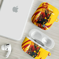 Spain Football Bull Mascot AirPods Case Spanish Pride Champion Soccer Trophy Graffiti