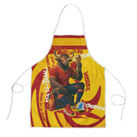 Spain Football Bull Mascot Apron Spanish Pride Champion Soccer Trophy Graffiti