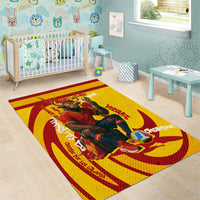 Spain Football Bull Mascot Area Rug Spanish Pride Champion Soccer Trophy Graffiti