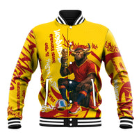 Spain Football Bull Mascot Baseball Jacket Spanish Pride Champion Soccer Trophy Graffiti