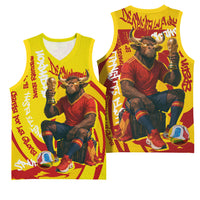 Spain Football Bull Mascot Basketball Jersey Spanish Pride Champion Soccer Trophy Graffiti