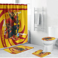 Spain Football Bull Mascot Bathroom Set Spanish Pride Champion Soccer Trophy Graffiti