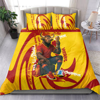 Spain Football Bull Mascot Bedding Set Spanish Pride Champion Soccer Trophy Graffiti