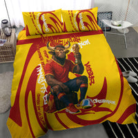 Spain Football Bull Mascot Bedding Set Spanish Pride Champion Soccer Trophy Graffiti