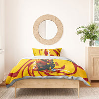 Spain Football Bull Mascot Bedding Set Spanish Pride Champion Soccer Trophy Graffiti