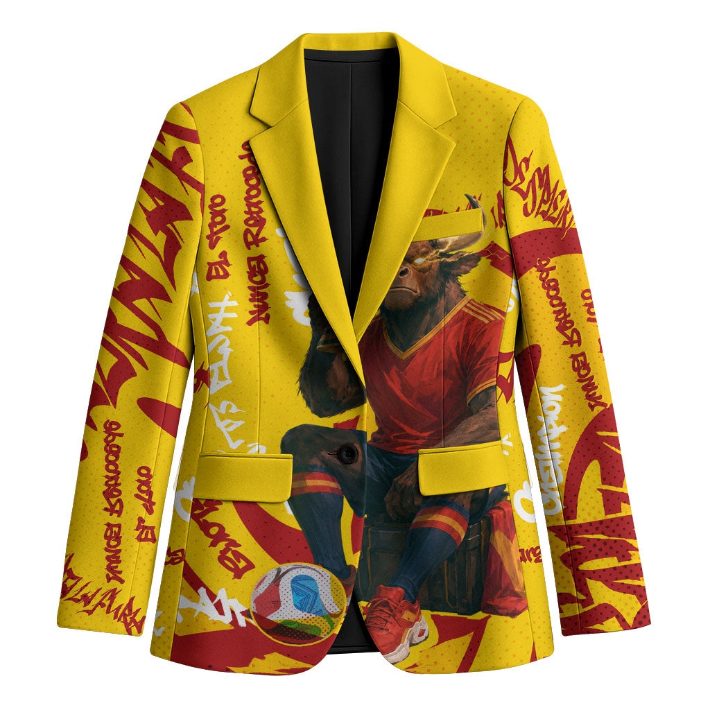 Spain Football Bull Mascot Blazer Spanish Pride Champion Soccer Trophy Graffiti