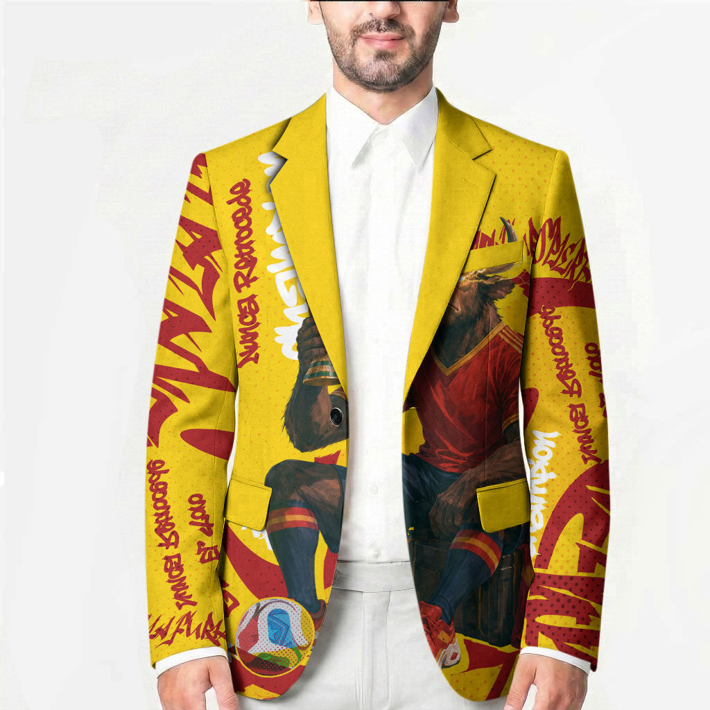 Spain Football Bull Mascot Blazer Spanish Pride Champion Soccer Trophy Graffiti