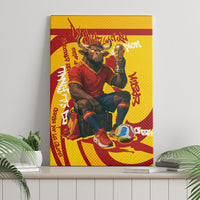 Spain Football Bull Mascot Canvas Wall Art Spanish Pride Champion Soccer Trophy Graffiti