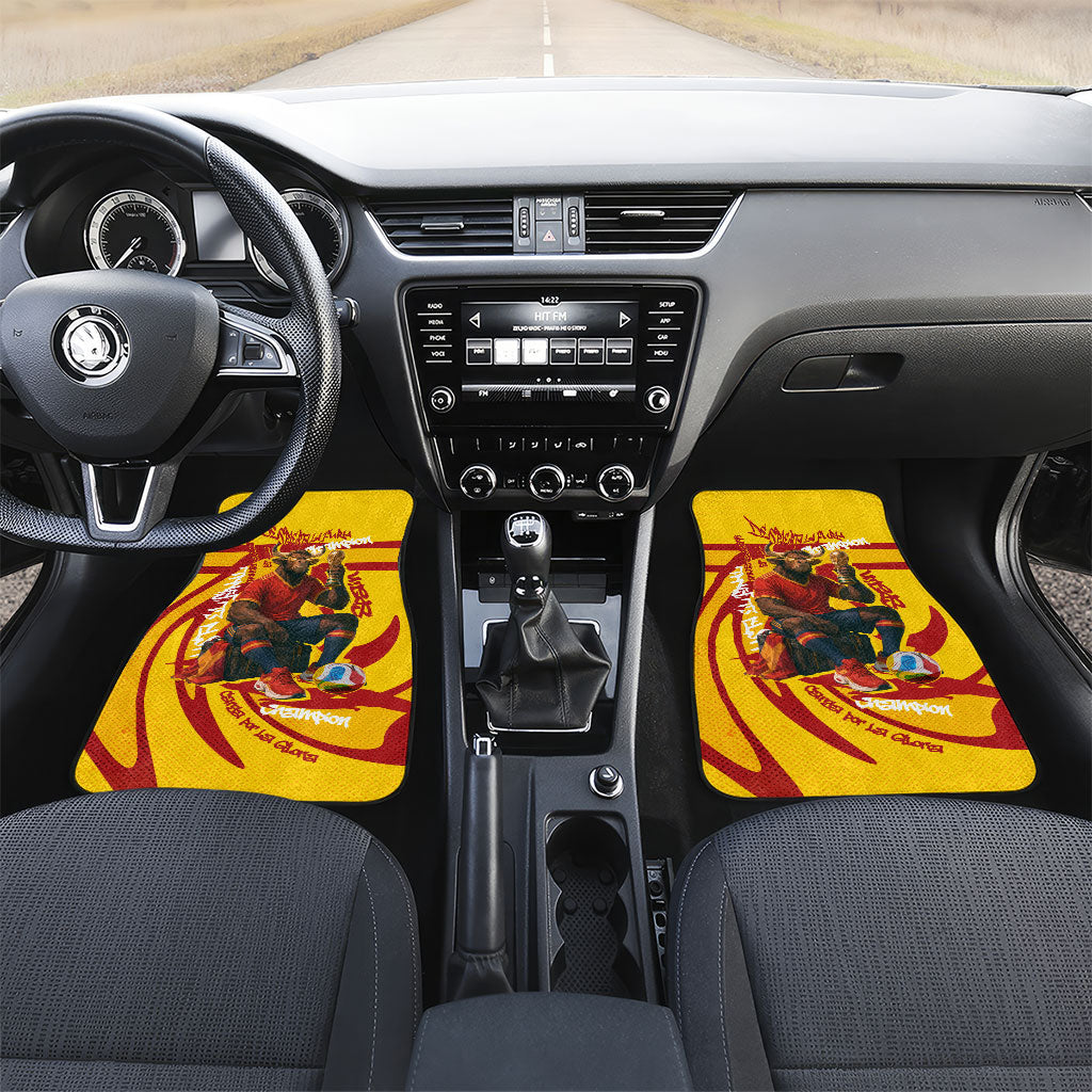 Spain Football Bull Mascot Car Mats Spanish Pride Champion Soccer Trophy Graffiti