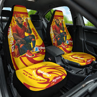 Spain Football Bull Mascot Car Seat Cover Spanish Pride Champion Soccer Trophy Graffiti