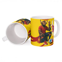Spain Football Bull Mascot Ceramic Mug Spanish Pride Champion Soccer Trophy Graffiti