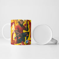 Spain Football Bull Mascot Ceramic Mug Spanish Pride Champion Soccer Trophy Graffiti