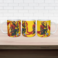 Spain Football Bull Mascot Ceramic Mug Spanish Pride Champion Soccer Trophy Graffiti