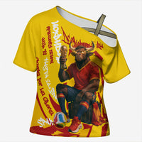 Spain Football Bull Mascot Cross Shoulder Shirt Spanish Pride Champion Soccer Trophy Graffiti