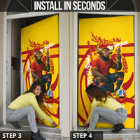 Spain Football Bull Mascot Door Cover Spanish Pride Champion Soccer Trophy Graffiti