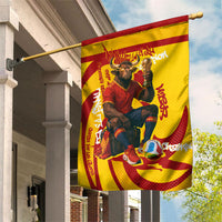 Spain Football Bull Mascot Garden Flag Spanish Pride Champion Soccer Trophy Graffiti