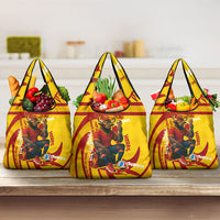 Spain Football Bull Mascot Grocery Bag Spanish Pride Champion Soccer Trophy Graffiti