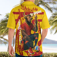 Spain Football Bull Mascot Hawaiian Shirt Spanish Pride Champion Soccer Trophy Graffiti