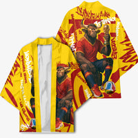 Spain Football Bull Mascot Kimono Spanish Pride Champion Soccer Trophy Graffiti