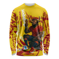 Spain Football Bull Mascot Long Sleeve Shirt Spanish Pride Champion Soccer Trophy Graffiti
