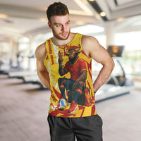 Spain Football Bull Mascot Men Tank Top Spanish Pride Champion Soccer Trophy Graffiti